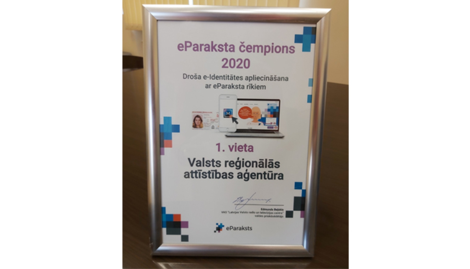 1.vietas diploms par aktīvu e-paraksta lietošanu